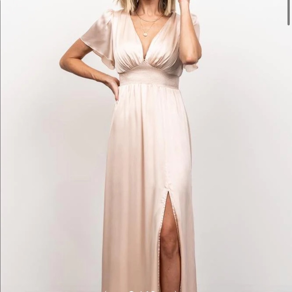 Baltic born champagne satin dress